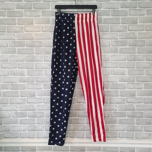 Vintage American Flag Men Workout Pants Patriotic Napoleon Dynamite Cotton L USA - Picture 1 of 7
